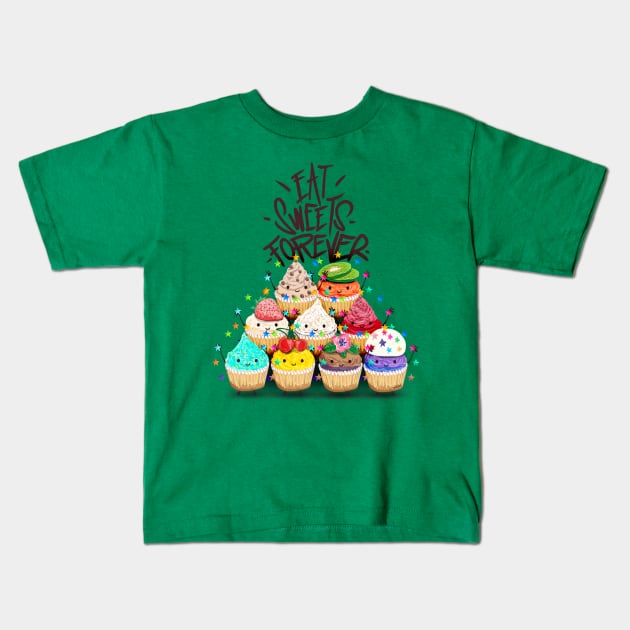 Eat Sweets Forever Kids T-Shirt by pumpkinsubmarine